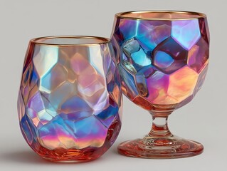 Delicate stemware adorned with mother-of-pearl mosaic and refined metallic details for timeless charm