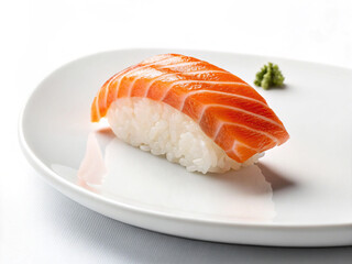 Fresh Salmon Nigiri Sushi on White Background