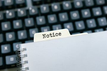 There is a tab with the word Notice. It is as an eye-catching image.