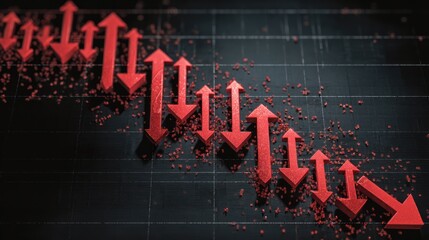 Red downward trend on dark background