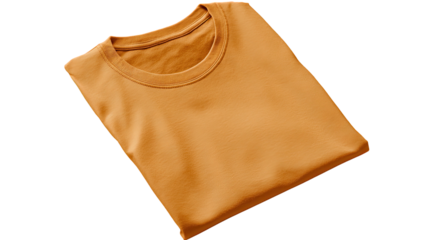 Folded, plain, golden-orange t-shirt, centered