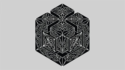 Intricate Geometric Cube Design with Detailed Patterns.