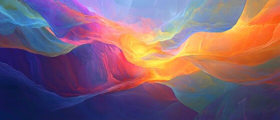 A vibrant abstract composition showcasing a blend of colorful waves and flowing textures