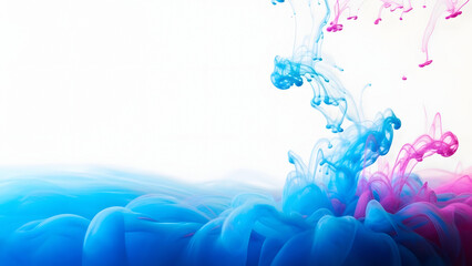 Abstract Macro Fluid Acrylic Background Dissolving in Clear Water with Minimalist Soft Blue Tones