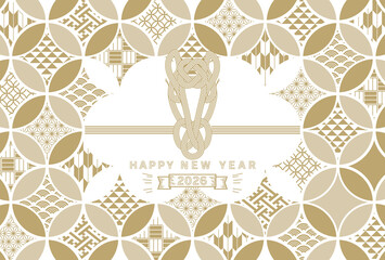 おしゃれシンプルな2026年午年年賀状
