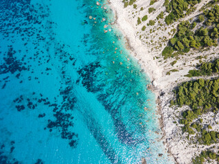 Aerial view of Lefkada near Pefkoulia beach, Greece