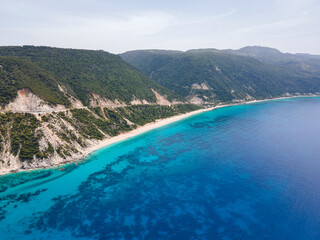 Fototapeta premium Aerial view of Lefkada near Pefkoulia beach, Greece