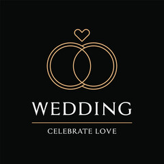 wedding ring logo design concept idea with heart love