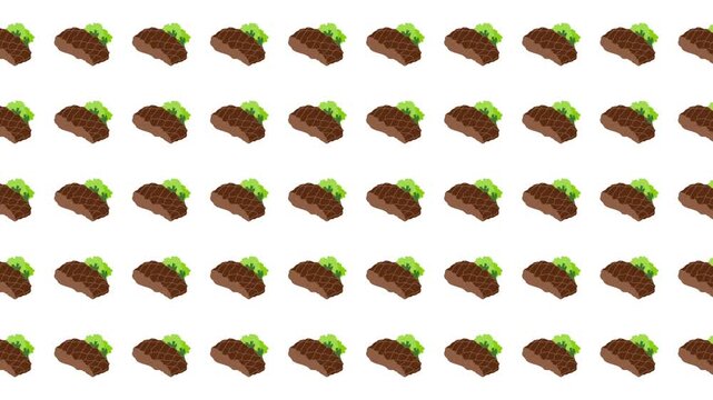 Repeated pattern of many little tacos on white background. Perfect for mexican food restaurant menus, party invitations, and foodrelated designs.