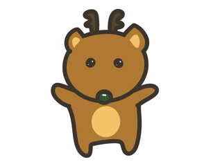Cute Reindeer Illustration, Kawaii Christmas Character