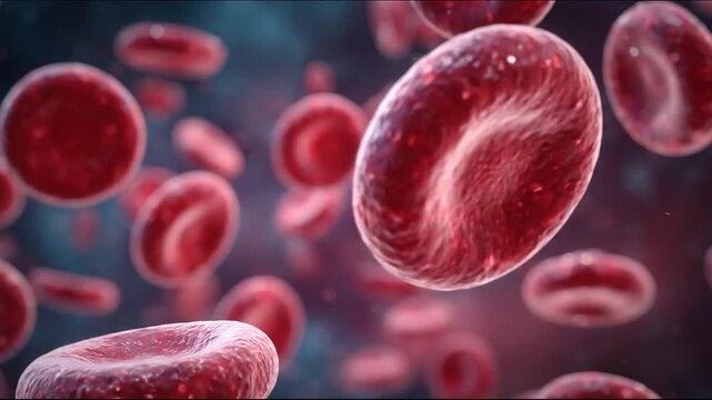 red blood cells flowing through vein, haemoglobin, anaemia concept, women's menstrual health, 3d medical healthcare