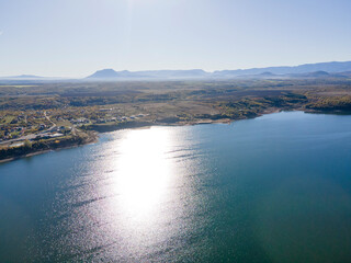 Aerial Autumn view of Ogosta Reservoir, Bulgaria