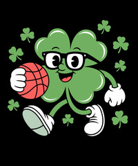 St Patricks Day Funny Shamrock playing basketball
