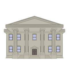 Obraz premium Stylized classical architecture vector illustration of a stately building with prominent columns and a symmetrical facade, perfect for institutional themes