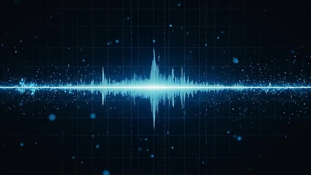 Sonic Resonance: An intricate sound wave pulses with an ethereal glow against a deep blue canvas, highlighting the fundamental dynamics of audio.