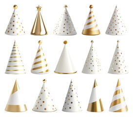 PNG Elegant gold party hats collection, element set on transparent background