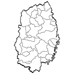 岩手県地図 筆タッチ 市町村区分 和風 東北 東日本 / A brushstroke map of Iwate prefecture 2