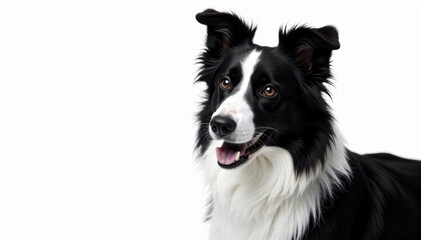 Fototapeta premium Dynamic black & white border collie, expressive features, sharp, energy
