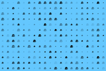 Seamless pattern of winter hats in varying shades of blue and black on a light background, creating a cozy and minimalist design.