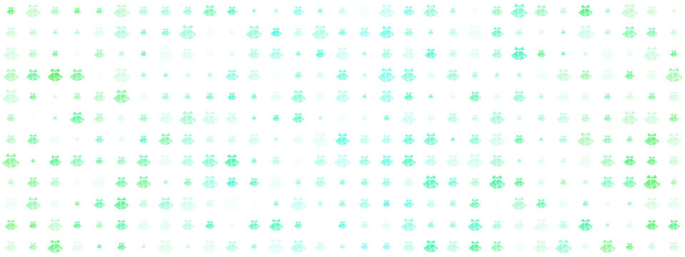 Abstract digital pattern of glowing green and blue-green stylized frog-like creatures on a dark background, modern technology concept