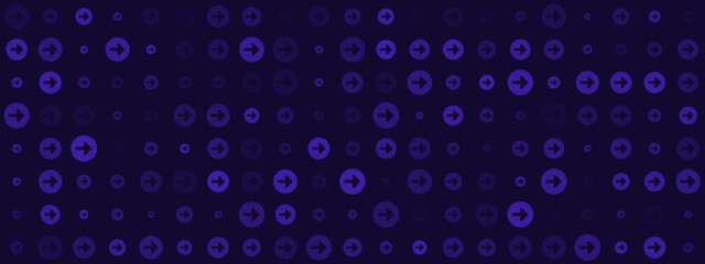Abstract dark blue background with repeating purple circular arrows pattern, digital technology concept, data flow, or progress illustration