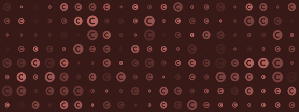 Abstract digital pattern of varying copyright symbols in shades of brown, creating a modern and secure background texture.