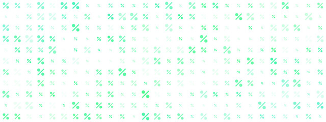 Digital pattern of glowing green and teal percentage symbols on a dark background, representing data, finance, technology, and abstract concepts.
