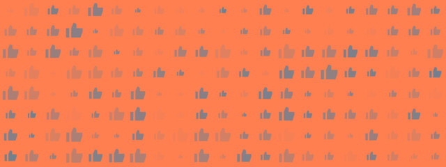Abstract background with repeating like symbols in varying shades of grey and opacity on a bright orange backdrop.