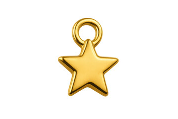 Golden star charm pendant with transparent background