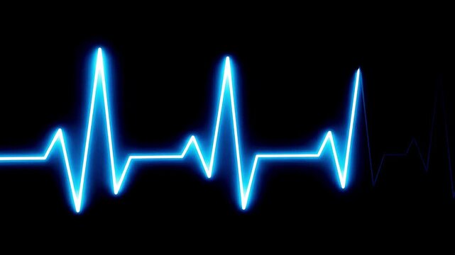 Glowing rhythm wave chart animation resembling heart rate monitor on dark screen