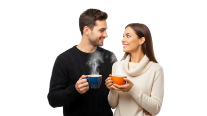 A Couple enjoying Hot Drinks, Sharing Moments and Warmth
