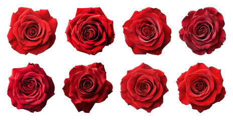 Obraz premium PNG Vibrant red roses beautifully arranged, element set on transparent background