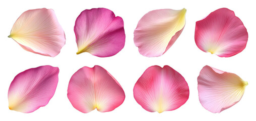 PNG Vibrant pink rose petals collection, element set on transparent background