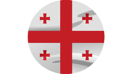 Obraz premium Circular Emblem Displaying the National Flag of Georgia with Red Crosses on White Background and Red Border