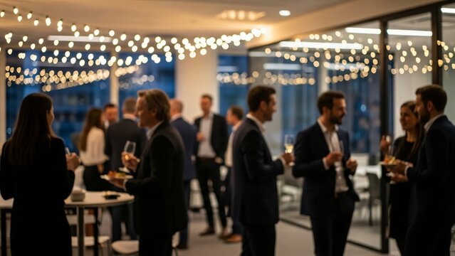 Networking Event Success Business Professionals Connecting Corporate Party Celebration Night Atmosphere