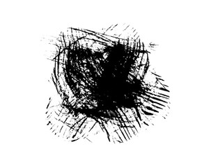 Grunge cross scribble striped chaotic texture of black ink brush strokes. Artistic vector paintbrush textured smear shape for texture frame design, cage background, angry concept, confusion sign