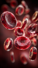 red blood cells flowing through vein, haemoglobin, anaemia concept, women's menstrual health, 3d medical healthcare