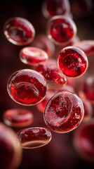 red blood cells flowing through vein, haemoglobin, anaemia concept, women's menstrual health, 3d medical healthcare