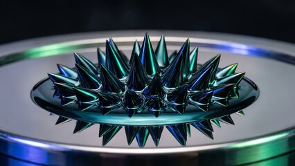 Magnetic Fluid Spikes on Rotating Metal Platform