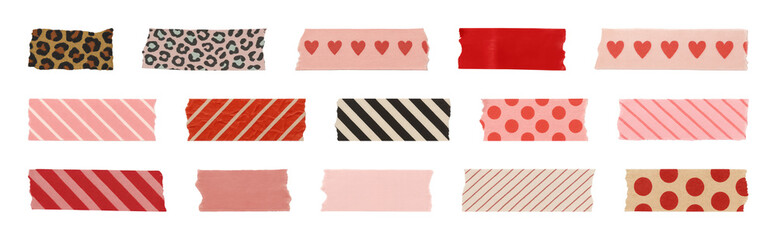 PNG Colorful patterned decorative tapes, element set on transparent background