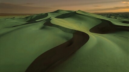 Sunset Desert Dunes Landscape Aerial View Nature