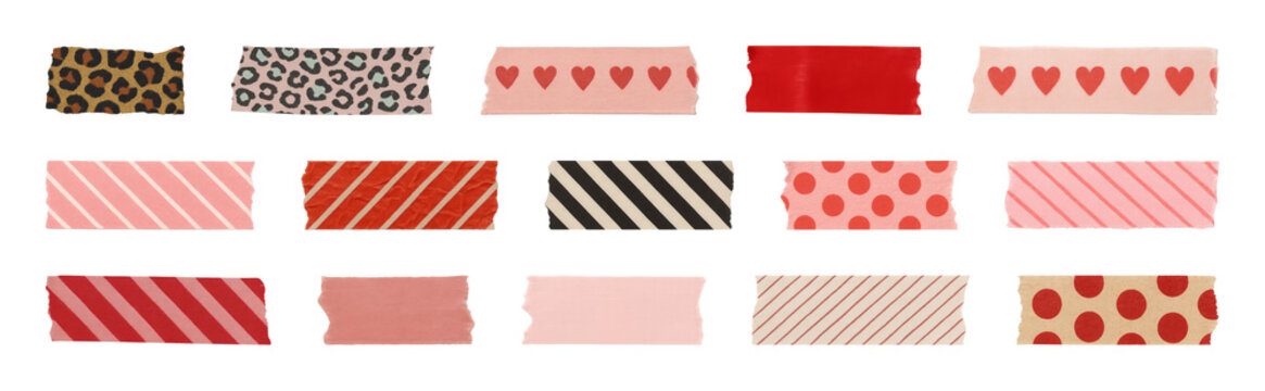 PNG Colorful patterned decorative tapes, element set on transparent background