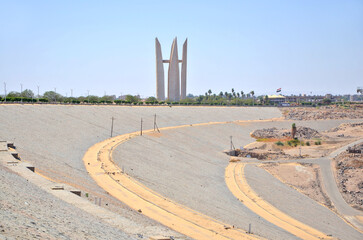 The Aswan Dam, or Aswan High Dam one of the world's largest embankment dams, across the Nile in Aswan, Egypt