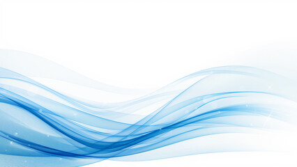Fototapeta premium Smooth Abstract Blue Transparent Wave on White Background