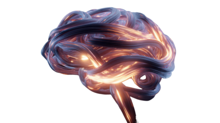 Intricate Pathways of the Mind: An artistic depiction of the brain, interwoven with glowing, organic tendrils, symbolizing the complex network of thoughts, knowledge, and potential. 