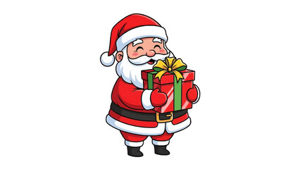 Fototapeta premium Santa Claus holding a wrapped gift with a joyful smile on his face