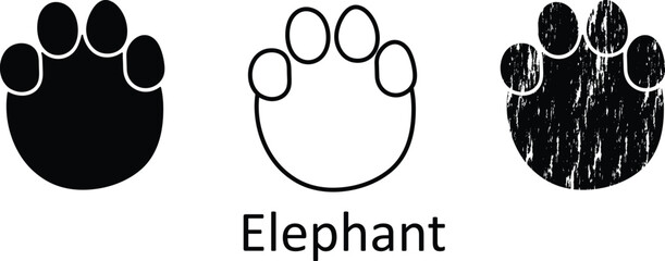 Elephant Paw Print Line Icon &ndash; Trendy Wildlife Vector for Web and App UI,Elephant Paw Print Minimal Outline Icon Vector