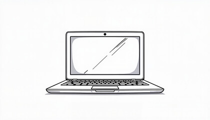 Outline of a laptop computer on a white background
