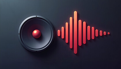 Speaker and sound wave illustration on dark background
