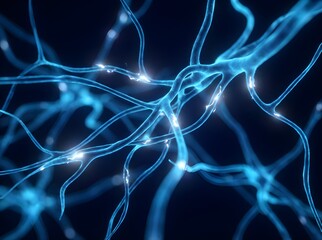 Glowing Abstract Neural Network Filaments Symbolizing Brain Activity